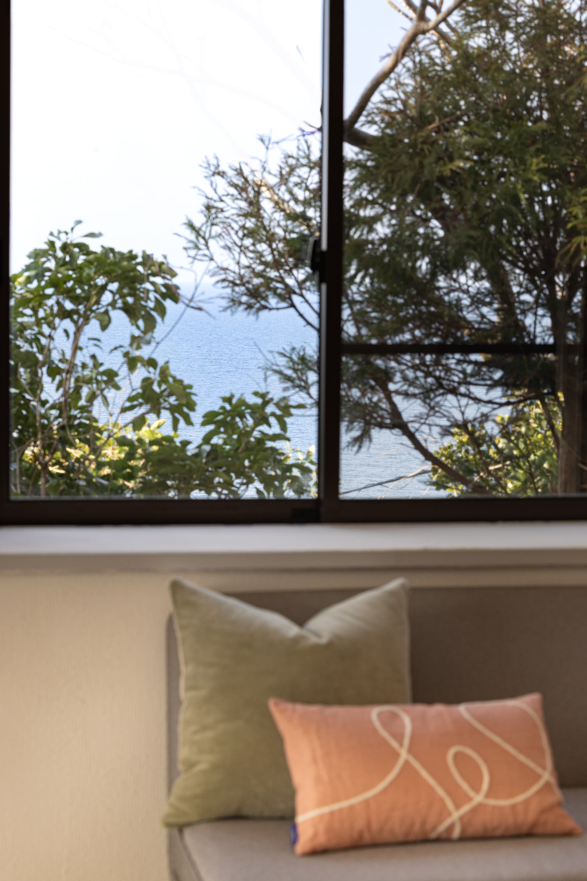 Ocean view through window