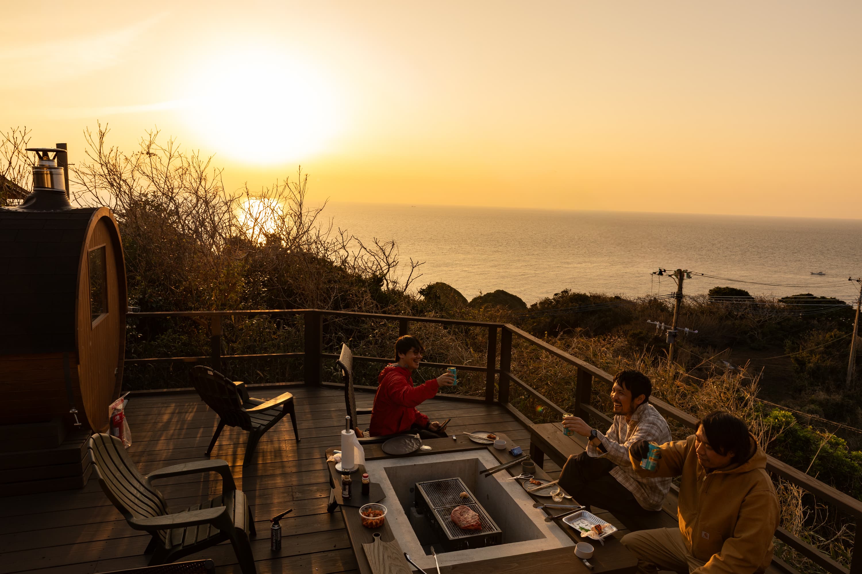 THE THERM terrace at sunset